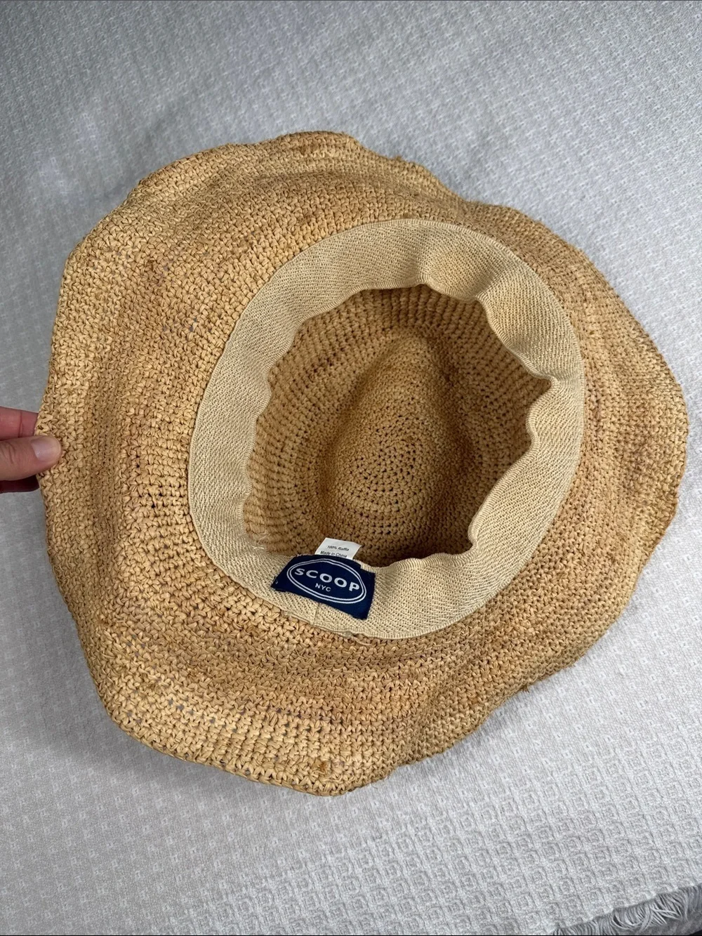 SCOOP NYC rafia straw sun beach hat with beaded band